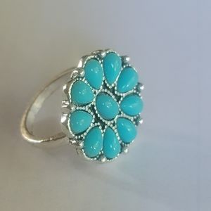 LADIES NEW SIZE 6 TURQUOISE SILVER FASHIONISTA  SILVER RING DONT MISS THIS SALE